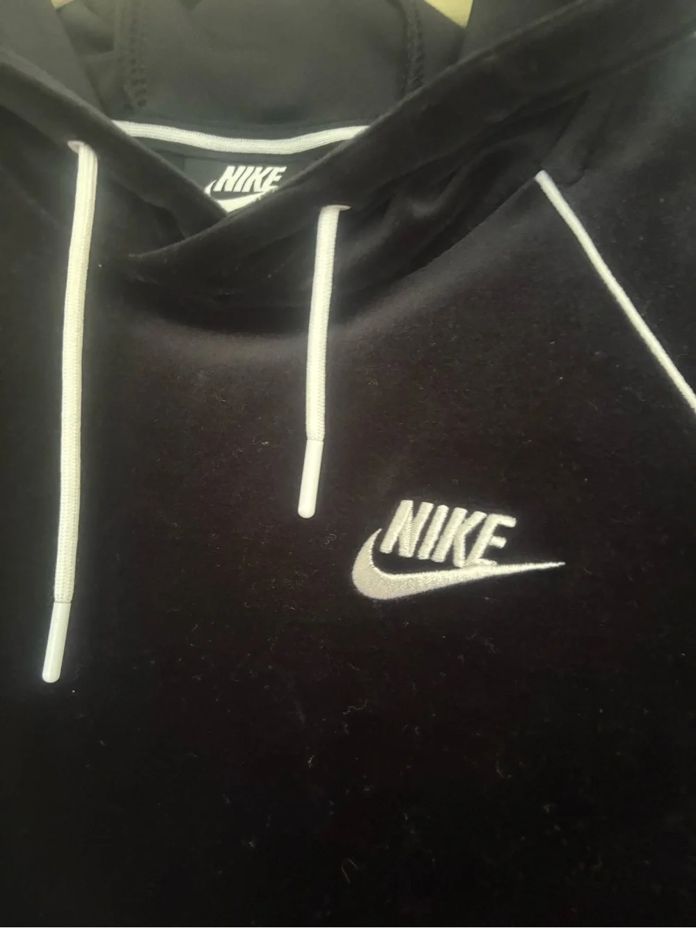 Nike Black Velevt Hoodie Dress with White Logo